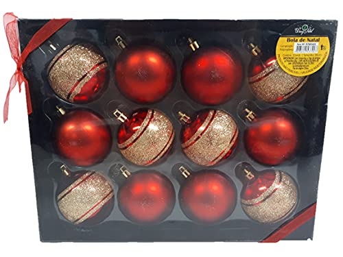 Kit de Bolas para arvore enfeite de Natal 12 Peças (vermelha)