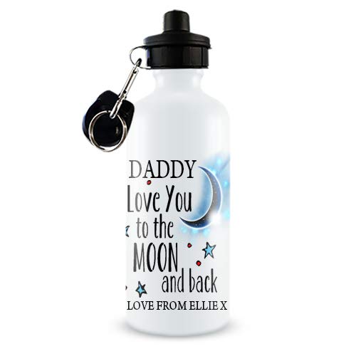 Personalised Fathers Day Themed Daddy I Love You To The Moon & Back Printed 500 ml Sports Water Bottle.