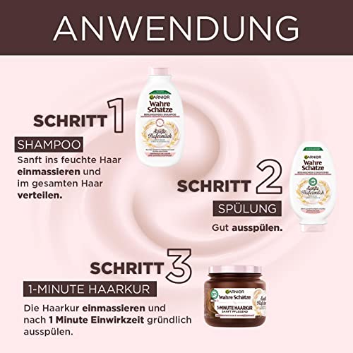 Garnier Wahre Schätze Beruhigende Spülung Sanfte Hafermilch, entwirrt und spendet Feuchtigkeit, für empfindliches Haar und sensible Kopfhaut, 3 x 200 ml