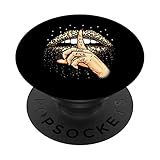 Cool Leopard Lips Gift For Women Funny Shut The Fuck Up Gag PopSockets PopGrip: Swappable Grip for Phones & Tablets