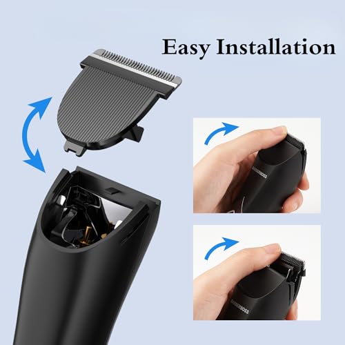 BarberBoss afeitadora corporal masculina, recortador vello púbico para hombre, cortapelos íntimo impermeable y recargable, afeitadora ingles y testículos con cierre viaje - imagen 8