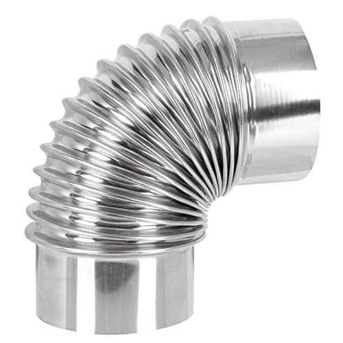 Happyyami Poêle Inoxydable en Acier Cheminée Coude Tuyau D' échappement Poêle À Bois Cheminée Coude Chauffage Poêle Fumées D' échappement de Tuyau 10Cm