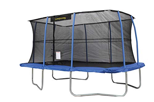 JumpKing 10 x 14 Foot Rectangular Trampoline with Safety Net Enclosure, Blue