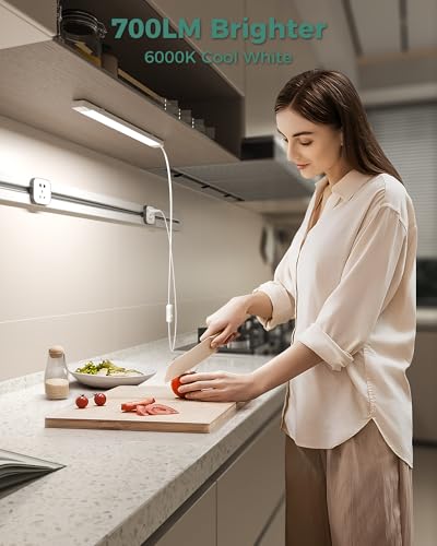 Image of ASOKO 16 inch Under Cabinet LED Lights Plug in Workbench Light | ASOKO 16 inch Under Cabinet LED Light, 700LM 6000K Plug in Counter Workbench Light with Switch, Kitchen Desk