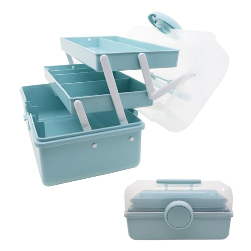 Qiveno First Aid Storage Box, 3 Layers Plastic Medication Storage with Portable Handle, Art & Crafts...