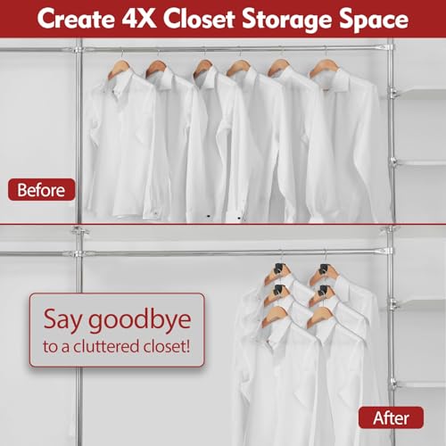 Image of Latoxcaa Space Saving Hanger Hooks 20Pcs, Upgrade Heavy Duty Space Saver Hangers Connector Hooks for Clothes, Premium Hanging Closet Organizer for Dorm, Ganchos para Colgar Ropa, Black