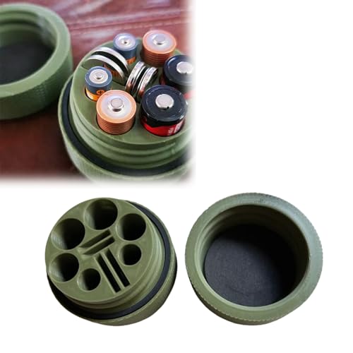 Compact Waterproof Battery Organizer Puck — Holds CR123A, CR2032/2016, CR1632/1620,