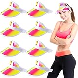 Tarpop 8 Pack Poker Visors Bulk Plastic Bingo Hat Dealer Casino Visors Clear Beach Sunhat for Women Party Outdoor (Neon Pink)
