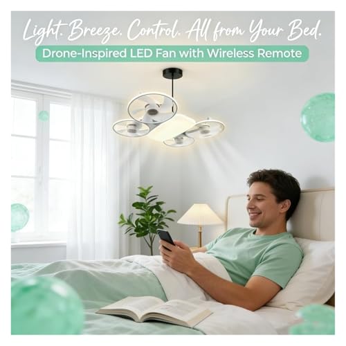 Ventilateur de plafond LED E27 variable bleu avec télécommande - 3