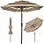 Best Choice Products 10ft 3-Tier Solar Patio Umbrella, Outdoor Market Sun Shade for Backyard, Deck, Poolside w/ 24 LED Lights, Tilt Adjustment, Easy Crank, 8 Ribs - Tan