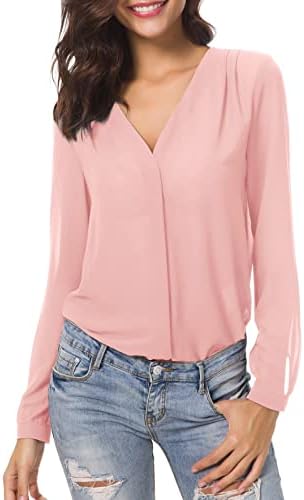 Urban CoCo Womens V Neck Ruffled Shoulder Business Causal Chiffon...