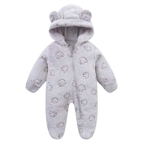 Image of Fairy Baby Newborn Baby Bear Suit Thin Fleece Footie Romper Snowsuit Hooded Jumpsuit Bodysuit Winter Clothes Boy Girl 0-12M