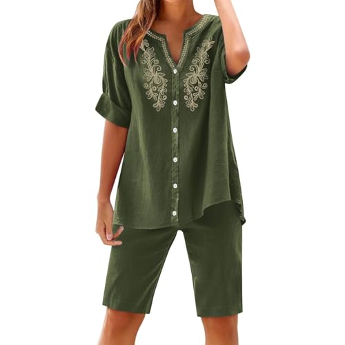 Conjunto de dos piezas para mujer ropa casual de verano con pantalones cortos de pierna recta