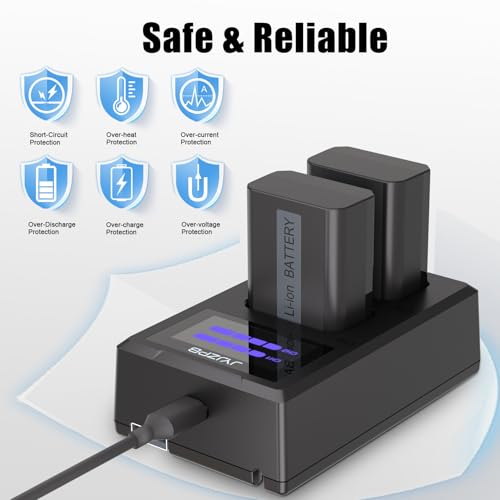 Image of 2 Packs A6400 NP-FW50 Battery and Charger with Built in Cable for Sony | LCD Charger Compatible for Sony Alpha A6000 A6100 ZV-E10 A7II A5100 A6500 A6300 A7 A7RII A7SII A7S A7S2 A7R A7R2 Cameras