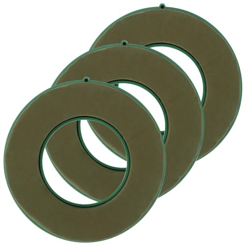FWEEK 3 Stücke Steckschaum Kranz Rund Ø 20cm Blumensteckschaum Ring Nasssteckschaum Set Steckmoos Steckschwamm zum Basteln für Feiern Hochzeit Geschenke