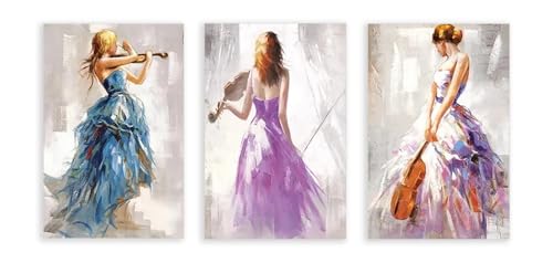 Affiches colorées de violon pour salon chic et créatif
