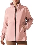 SEAUR Damen Regenjacke Versteckte Taschen Wasserdicht Atmungsaktiv Joggen Stadtbesuche Outdoor Sport Alltag Wanderung Rosa S