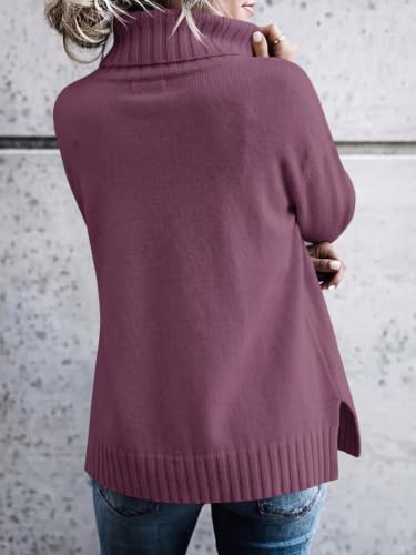 Image of FISACE Womens Oversized Turtleneck Pullover Sweater Cable Knit Sweater Tops