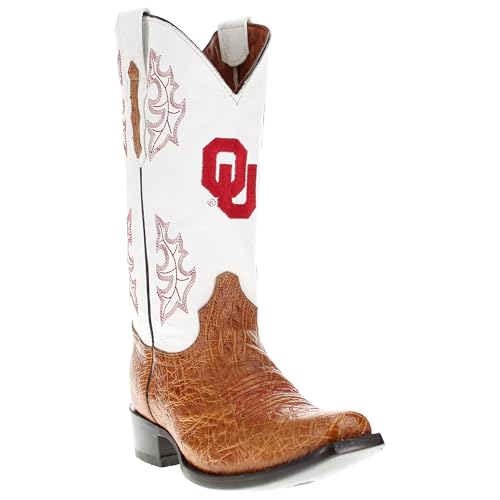 Image of Vaccari Men's Brooks Genuine Smooth Ostrich Leather NCAA Athletics Embroidery Western Cowboy Boots