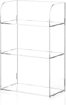 Jusalpha 3 Tier Clear Acrylic Bathroom Organizer Shelf for Cosmetic Perfume Makeup Toy Spices Standing Tabletop Vanity Tray Shelf Multifunctional Sturdy Display Showcase 8x 4x 12...