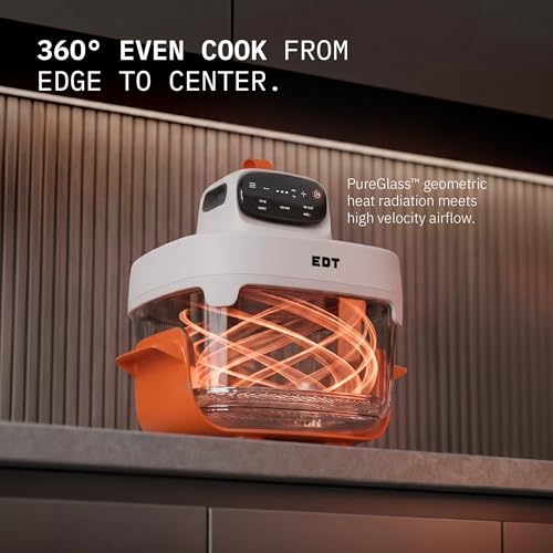 Image of EDT Luma ZERO COATING PureGlass Air Fryer Oven | 2.5L + 4.5L Dual Bowl | NutriRetain | 6-in-1 Multi Function | 100% Toxin Free No Ceramic, PFAS, PTFE, PFOA | 1500W (Origin Orange)