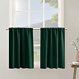 PANELSBURG Dark Green Bathroom Curtain,Moody Green Bathroom Decor,Matching Shower Window Curtains for Bath Room,36 Inch Length,Forest Green