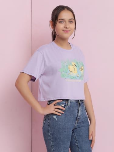 Image of Li'l Tomatoes Girls Crop T-Shirt | 100% Cotton | Graphic Printed Summer Top | Soft & Breathable Casual Wear | 7-16 Years