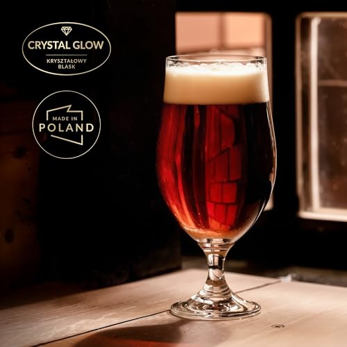 Image of KROSNO Beer Glasses Set of 6, 16.9 oz, Harmony Collection | Drinking Glasses, IPA, Pilsner, Ale, Drinking Set, Lead-Free Crystal, Beer Stein, Dishwasher Safe
