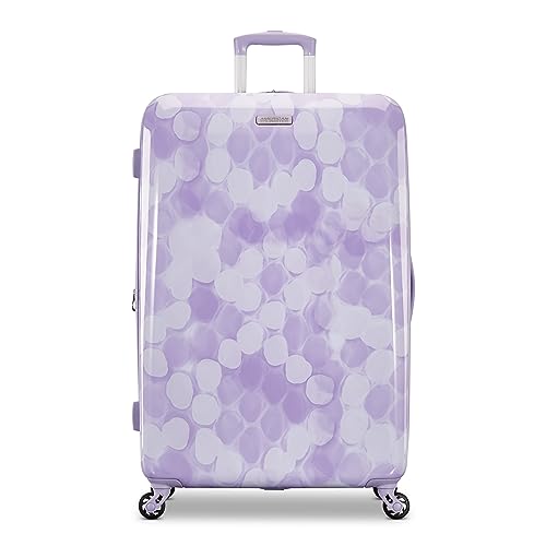 Image of American Tourister Moonlight Hardside Expandable Luggage with Spinner Wheels, Lavender Maze, Checked-Large 28-Inch
