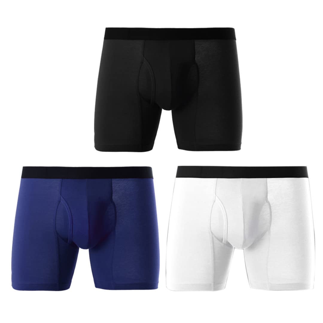 Intimo Uomo Lungo Boxer Cotone Uomo Pantaloncini Boxers Underpaint Maschio 3 Pz/lotto, nero, blu, bianco., S