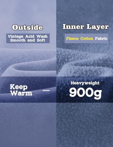 Image of FAIABLE Womens Oversized Acid Wash Hoodie Unisex Heavyweight Cotton Hoodies Fleece Vintage Washed Sweatshirt Women Men