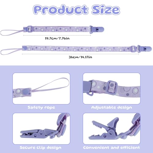 Image of SNOWIE SOFT 2Pcs Silicone Pacifier Clip Chains with Safe Pacifier Clips, BPA-Free, Baby Soother Link Straps for Boys & Girls, Prevents Dropping