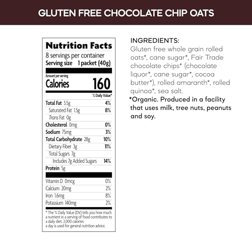 Image of Nature's Path Organic Chocolate Chip Instant Oatmeal, 11.3 oz (Pack of 2), Gluten Free, Non-GMO, Fair Trade