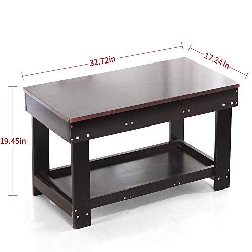 Image of YouHi Kids Activity Table with Board for Bricks Activity Play Table (Dark Brown)