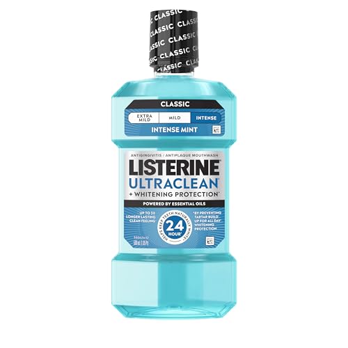 Listerine Ultraclean Intense Antiseptic Mouthwash + Whitening Protection*, Everfresh Technology to...