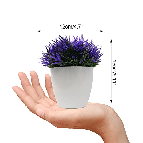 2 Pack Potted Faux Plants, Artificial Purple Grass Plant Pot Ornament, Lavender, For Indoor Home Office Decor Bedroom And Bathroom (Purple) #TOP1