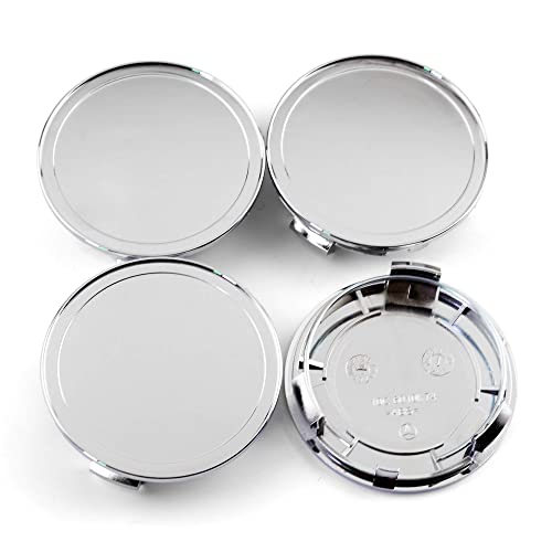 Set of 4 75mm(2.95in) 69mm(2.72in) Wheel Center Caps Chrome Silver Base for GLK SLK R M608#2204000125 610C 6010K74 W220-S320 S350