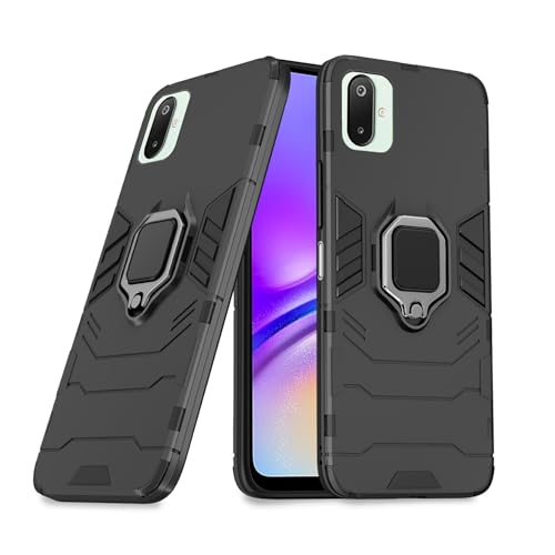 Image of Pikkme Back Cover for Samsung Galaxy F06 5G / M06 5G | D5 Tough Armor | 360 Protection Case | Ring Holder Stand Bumper Case (Black)