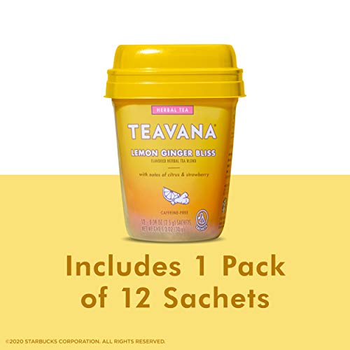 Teavana Lemon Ginger Bliss, Herbal Tea With Citrus & Strawberry, Caffeine Free (1 Pack, 12 Sachets Total) #TOP5