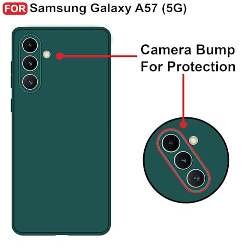 Image of CEDO Back Cover for Samsung Galaxy A57 (5G) | Camera Bump Protection & Inner Velvet Fabric Lining | Ultra Slim Matte Soft Rubberised Case Cover (Green)