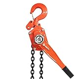 MYOYAY 1650LBS Capacity Manual Lever Block 20 ft Chain Hoist 3/4 TON Ratchet Lift with 2 Heavy Duty...