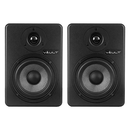 Image of VAULT C5 5-Inch Powered Studio Reference XLR Computer Monitors Speakers - Pair with Acoustic Foam Pads