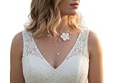  Bijoux mariage collier fantaisie fleur et perles couleur ivoire