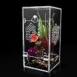 Acrylic Jumping Spider Enclosure, Secure Front Opening Door, 4x4x8 inch, Ventilated Habitat for Tarantulas, Mantis, Hermit Crabs & Small Pets
