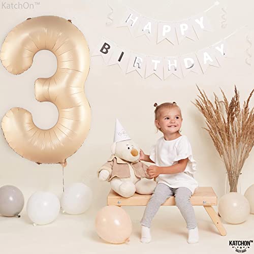Image of KatchOn Number 3 Balloon Caramel 40 Inch