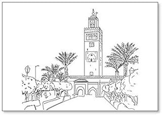 Aimant de réfrigérateur Motif dessin de la ville de Marrakech au Maroc