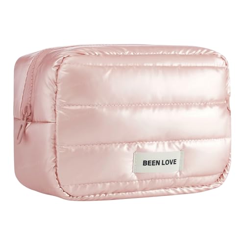 FunBlast Travel Cosmetic Storage Bag – Multifunctional Puffy Storage Bag, Large Capacity Storage Waterproof Cosmetic Bags, Portable Toiletry Storage Bags Pouches for Girls, Women (Pink-)