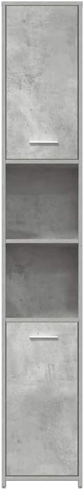 Bathroom Cabinet Concrete Gray Engineered Wood Tall with 2 Doors and 6 Shelves 11.8 x 11.8 x 72.2 in Storage for Bathroom Vanity Set and Minimalist Vanity Combo
