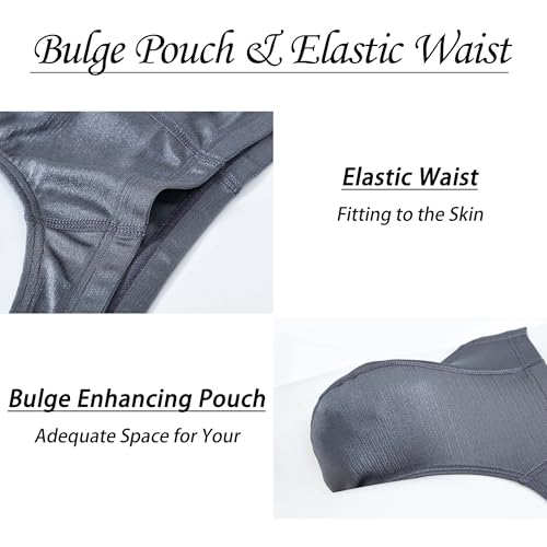 ZONBAILON Men’s Sexy Glossy Silk Thong Underwear G-String Bulge Enhancing Ball Pouch T-Back for Male Bikini Briefs M L XL XXL3