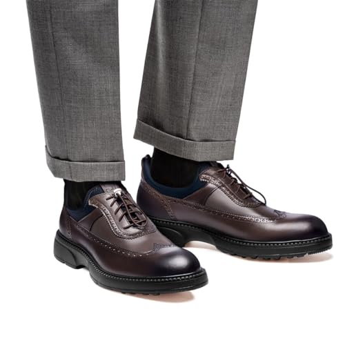 Image of Men's Dress Shoes Casual Genuine Leather Wingtip Oxford Shoes Comfort Formal Business Wedding Derby Sneakers